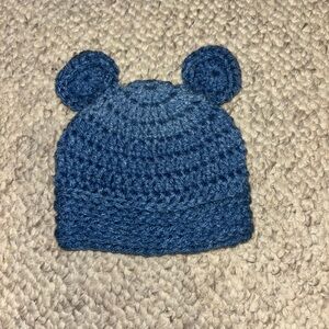 Blue Crochet newborn Beanie with Ears